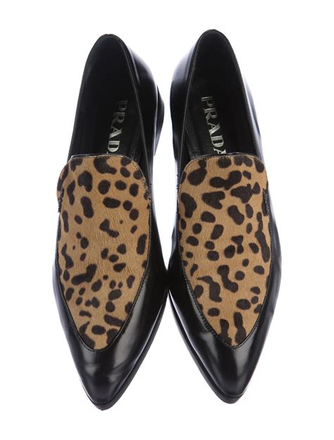 prada leopard platform|Prada leather loafers.